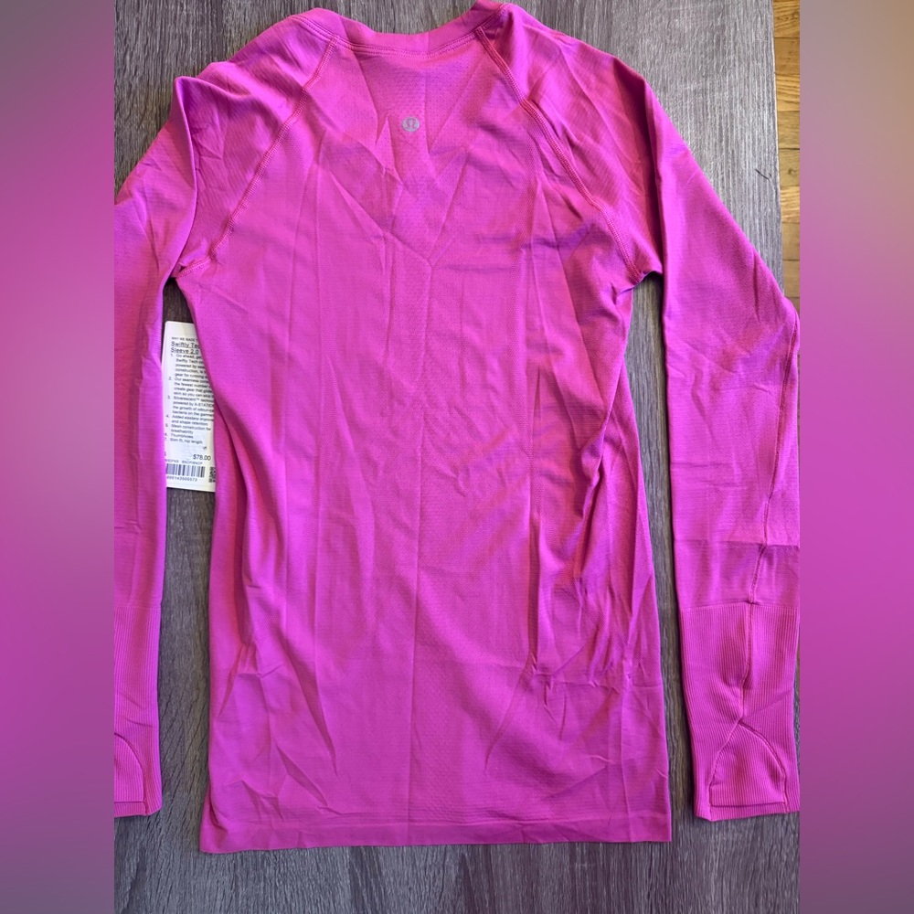 New with tags Lululemon Swiftly Tech Long Sleeve 2.0 Sonic Pink.Hot pink. Size 6 - Picture 4 of 12